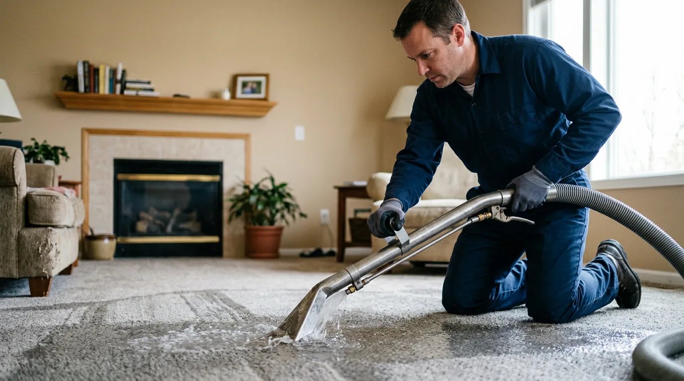 Water damage restoration technician working near New Hyde Park, NY